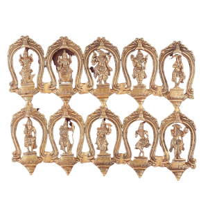 Exquisite Pure Brass Vishnu Dashavatar Wall Hanging 18" | Meticulous Handcrafted Detail | 5 kg Spiritual Masterpiece | 13.5" Height | Divine Home Decor